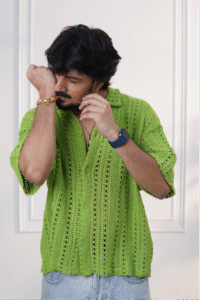 Neon Groove Crochet Shirt